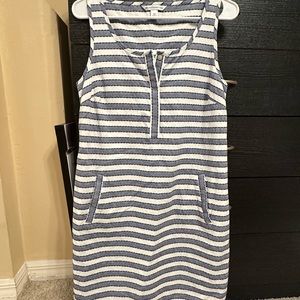 Southern Tide blue and white striped shift dress